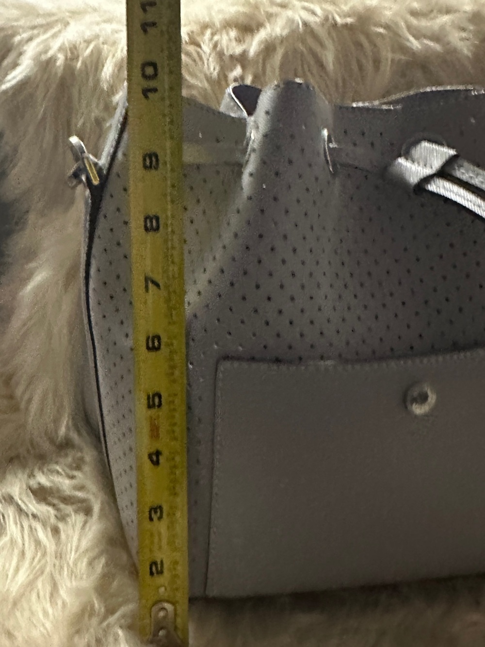 Michael Kors Perforated Drawstring Bucket Bag in Gray - Picture 4 of 5
